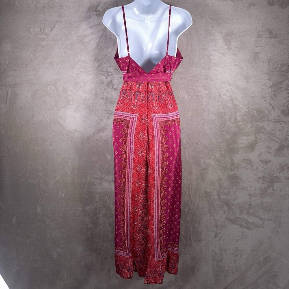 Free People Cabbage Rose Jumpsuit Womens Size 2 Multicolor Boho Paisley - Picture 2 of 8